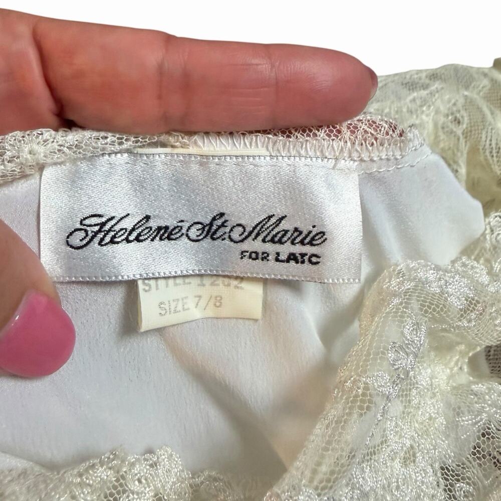 VTG 80s 90s HELENE ST MARIE HIGH NECK LACE BLOUSE COTTAGE CORE VICTORIAN 7/8 - Picture 4 of 4